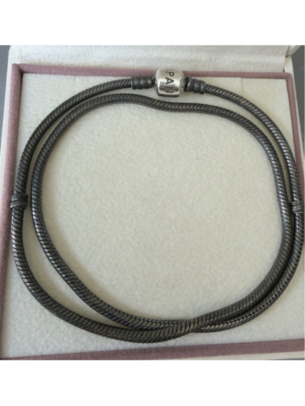 Pandora Oxidized Sterling Silver 925 Snake Chain Necklace 17.9”